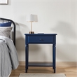 Leick Home Coastal Nightstand Side Table with AC/USB Charger-Navy Blue