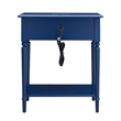 Leick Home Coastal Nightstand Side Table with AC/USB Charger-Navy Blue