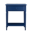 Leick Home Coastal Nightstand Side Table with AC/USB Charger-Navy Blue