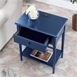 Leick Home Coastal Nightstand Side Table with AC/USB Charger-Navy Blue