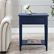 Leick Home Coastal Nightstand Side Table with AC/USB Charger-Navy Blue