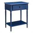 Leick Home Coastal Nightstand Side Table with AC/USB Charger-Navy Blue
