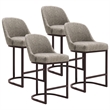 Barrelback Counter Stool w/ Gray Seat & Espresso Metal Base-Set of 4