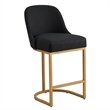 Barrelback Counter Stool w/ Black Seat & Gold Metal Base-Set of 4