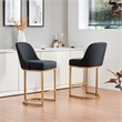 Barrelback Counter Stool w/ Black Seat & Gold Metal Base-Set of 4