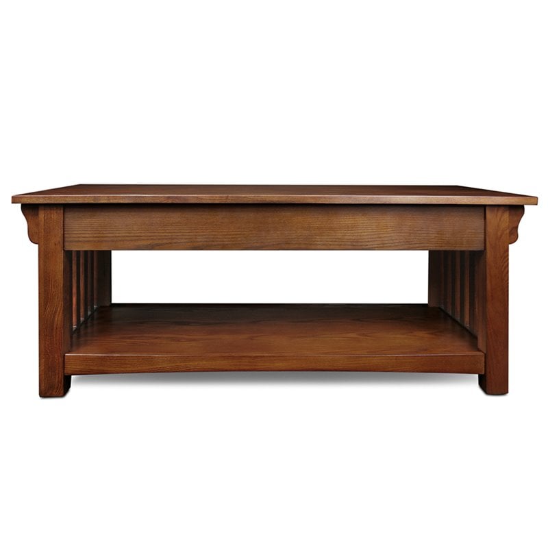 Leick Furniture Wood Mission Coffee Table in Brown Medium Oak