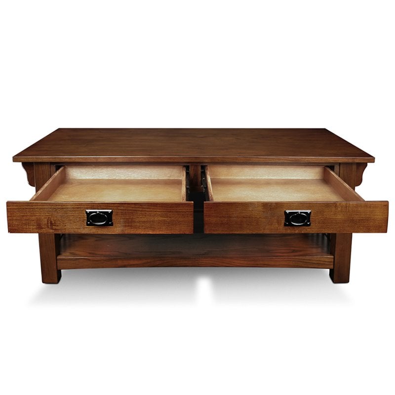 Leick Furniture Wood Mission Coffee Table in Brown Medium Oak