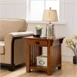 Leick Furniture Wood Mission End Table with Storage Drawer and Shelf in Oak