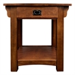 Leick Furniture Wood Mission End Table with Storage Drawer and Shelf in Oak