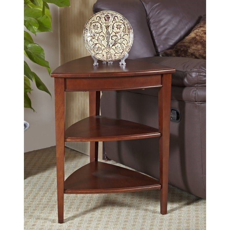 Leick Furniture Shield Tier Wood Corner Table in Bronze