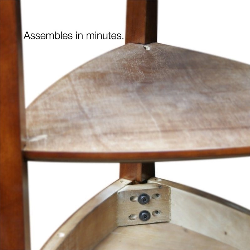 Leick Furniture Shield Tier Wood Corner Table in Bronze
