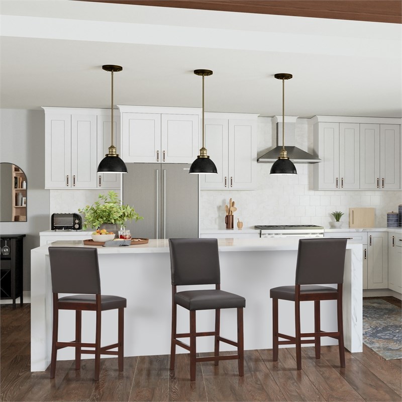 Leick Favorite Finds Wood Upholstered Back Counter Stool Set in Cappuccino