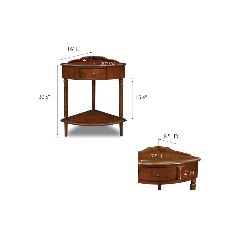 Leick Favorite Finds Wood Corner Table in Russet/Mahogany