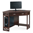 Leick Furniture Wood Corner Computer Writing Desk in Chocolate Oak