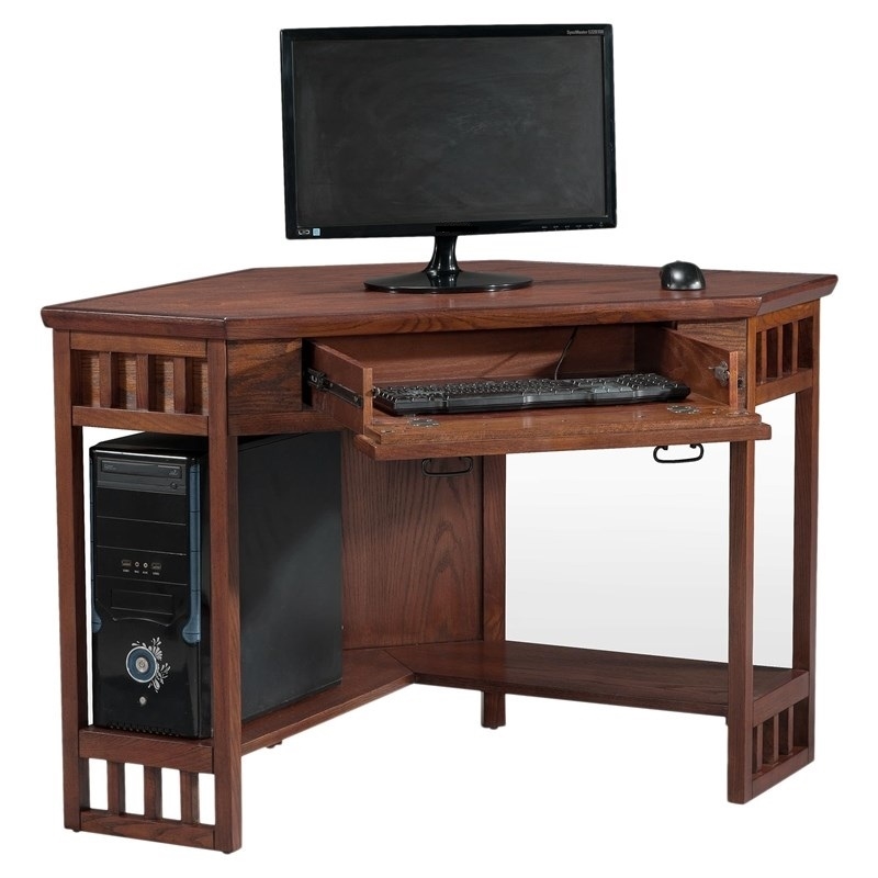 Leick Furniture Corner Computer Desk in Mission Oak