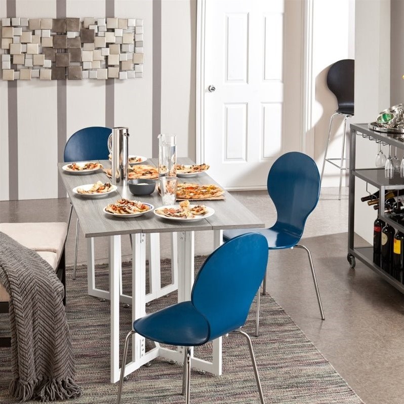 Holly & Martin Driness Drop Leaf Dining Table in Gray/White
