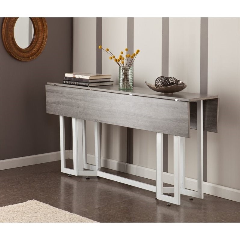 Holly & Martin Driness Drop Leaf Dining Table in Gray/White