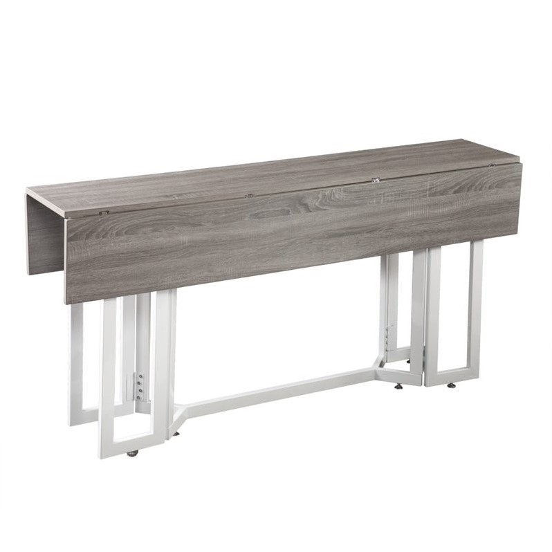 Holly & Martin Driness Drop Leaf Dining Table in Gray/White