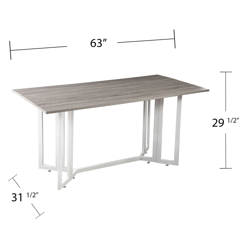 Holly & Martin Driness Drop Leaf Dining Table in Gray/White