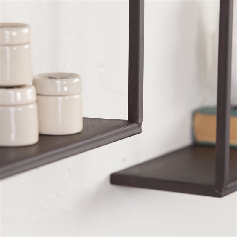 Holly & Martin Zyther Metal Wall Shelf in Antique Black (Set of 4)