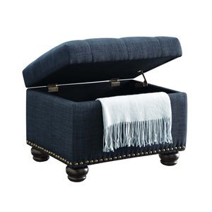 Convenience Concepts Designs4Comfort Storage Ottoman in Blue Fabric