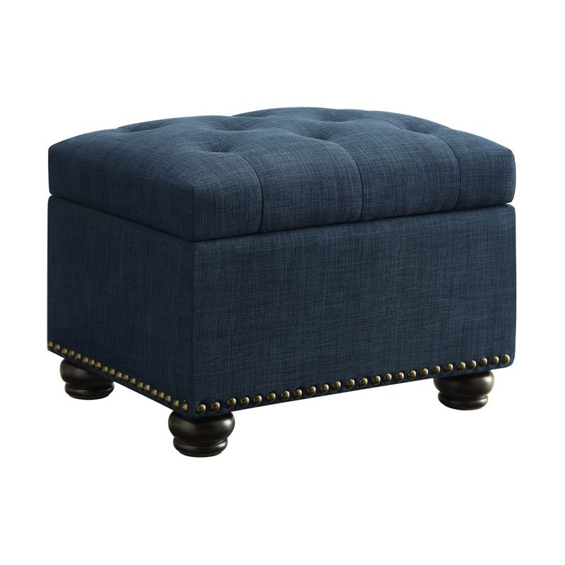 Convenience Concepts Designs4Comfort Storage Ottoman in Blue Fabric