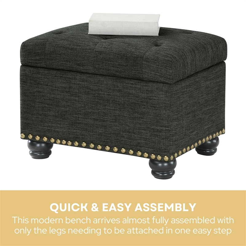 Convenience Concepts Designs4Comfort Storage Ottoman in Gray Fabric