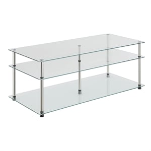 Convenience Concepts Designs2Go Three-Tier Coffee Table with Clear Glass Shelves