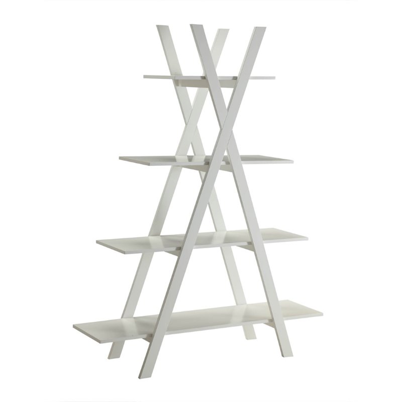 Convenience Concepts Oxford Four Shelf Bookcase in White Wood Finish