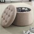 Convenience Concepts Designs4Comfort Round Ottoman in Beige Fabric