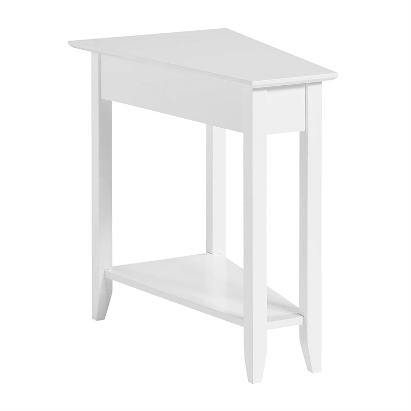 Convenience Concepts American Heritage Wedge End Table in White Wood Finish