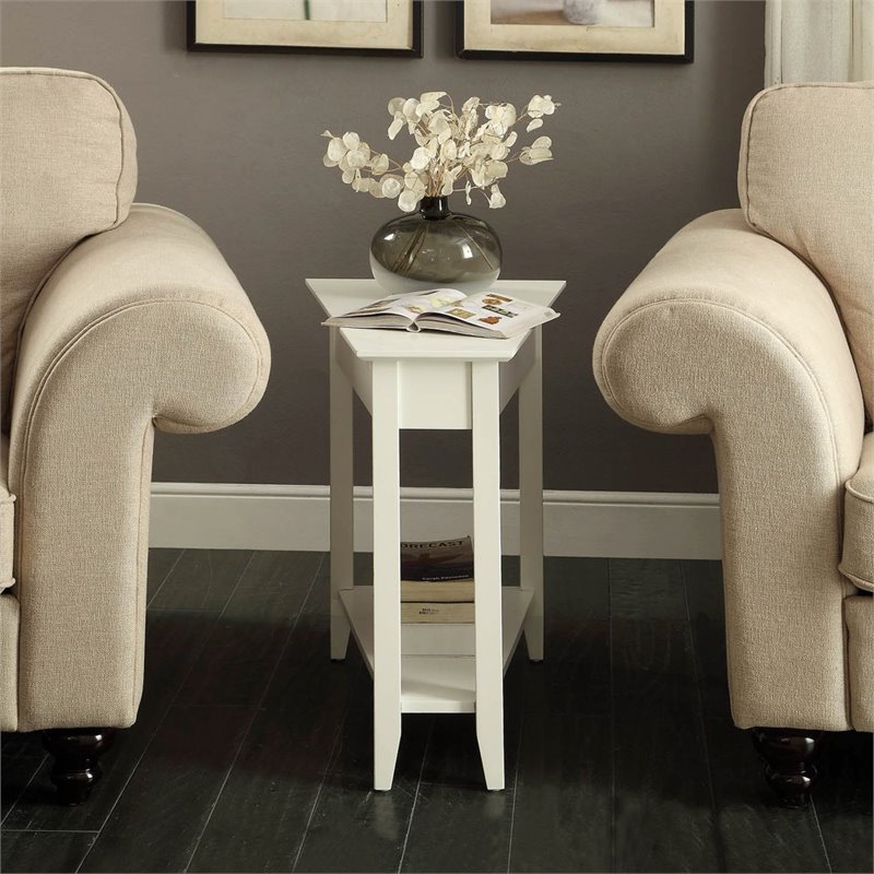Convenience Concepts American Heritage Wedge End Table in White Wood Finish