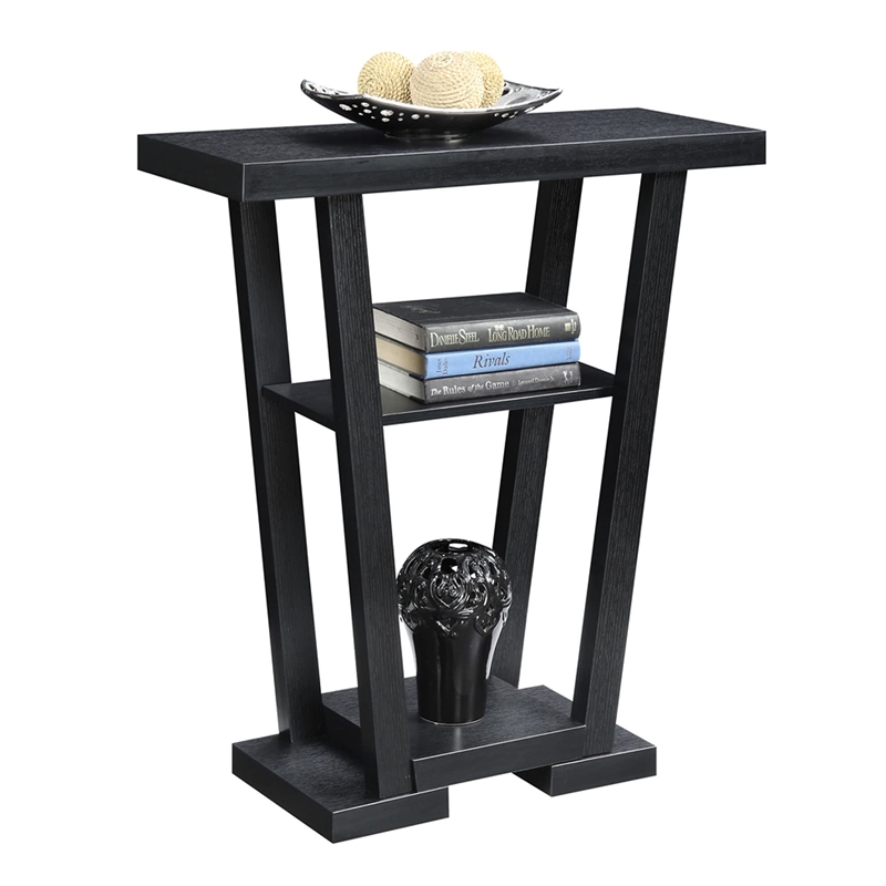Convenience Concepts Newport V Console Table in Black Wood Finish