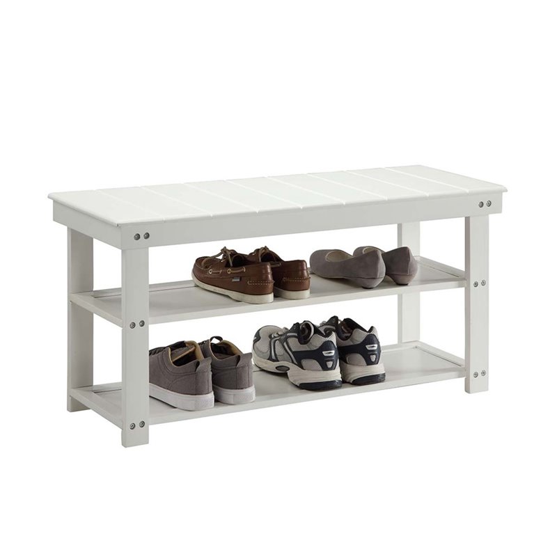 Convenience Concepts Oxford Utility Mudroom Entryway Bench in White Wood Finish