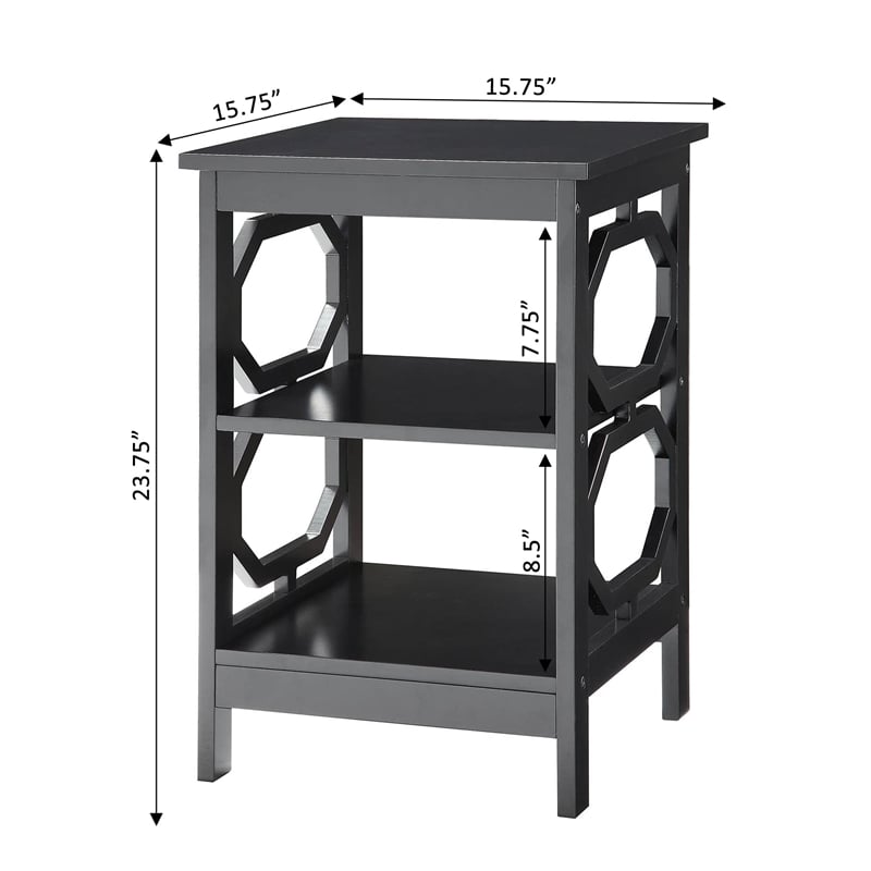 Convenience Concepts Omega Square End Table in Black Wood Finish