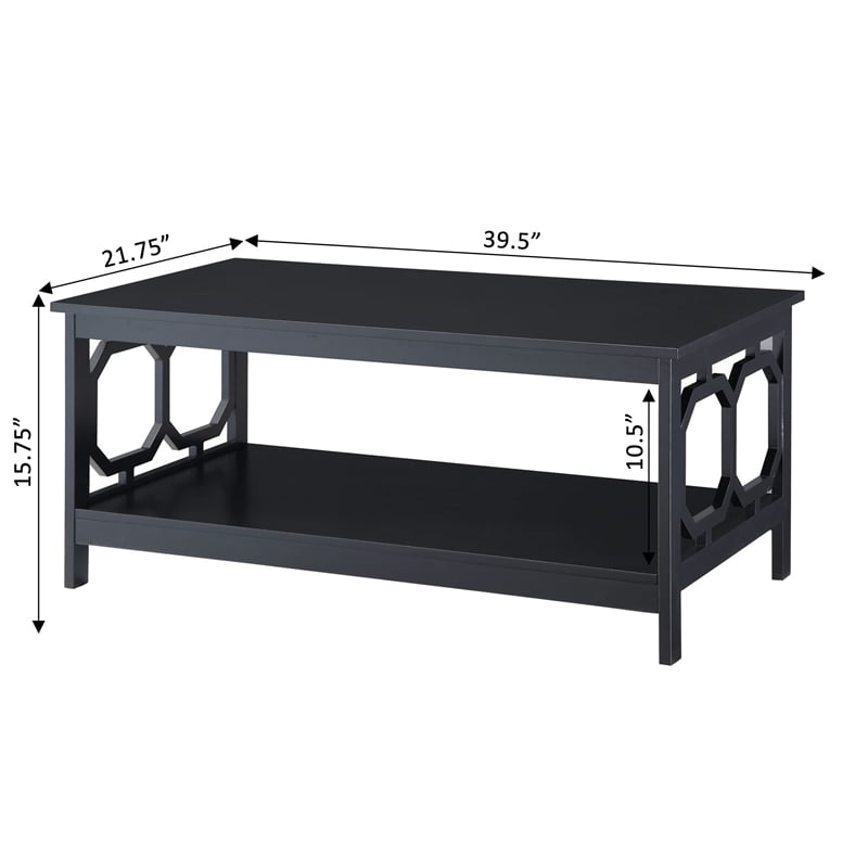 Convenience Concepts Omega Rectangular Coffee Table in Black Wood Finish