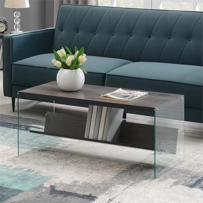 Convenience Concepts Soho Coffee Table in Weathered Gray Wood Finish
