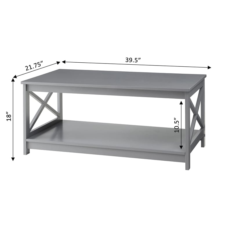 Convenience Concepts Oxford Coffee Table with Shelf in Gray Wood Finish