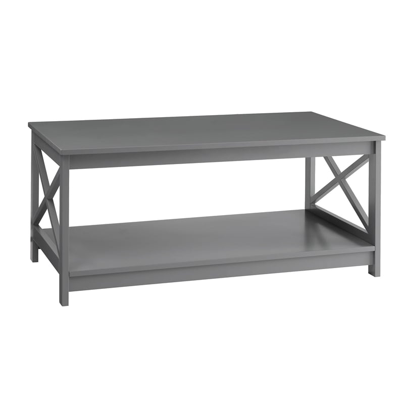 Convenience Concepts Oxford Coffee Table with Shelf in Gray Wood Finish