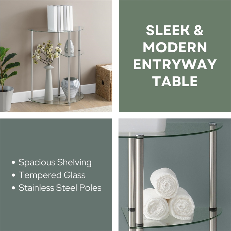 Convenience Concepts Designs2Go Three-Tier Clear Glass Display Accent Table