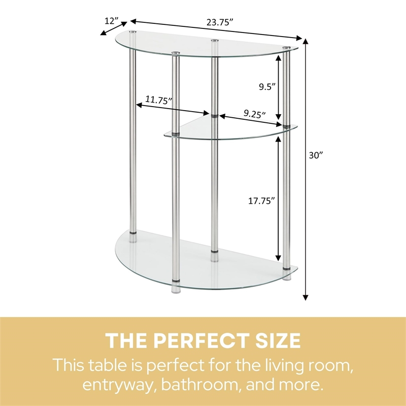 Convenience Concepts Designs2Go Three-Tier Clear Glass Display Accent Table