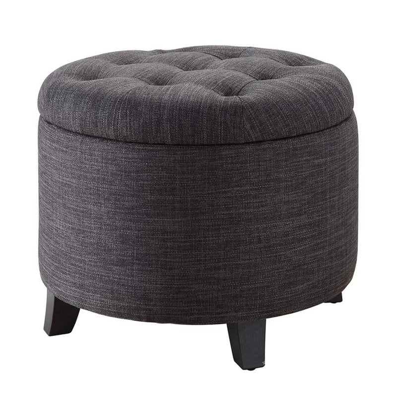 Convenience Concepts Designs4Comfort Round Ottoman in Gray Fabric