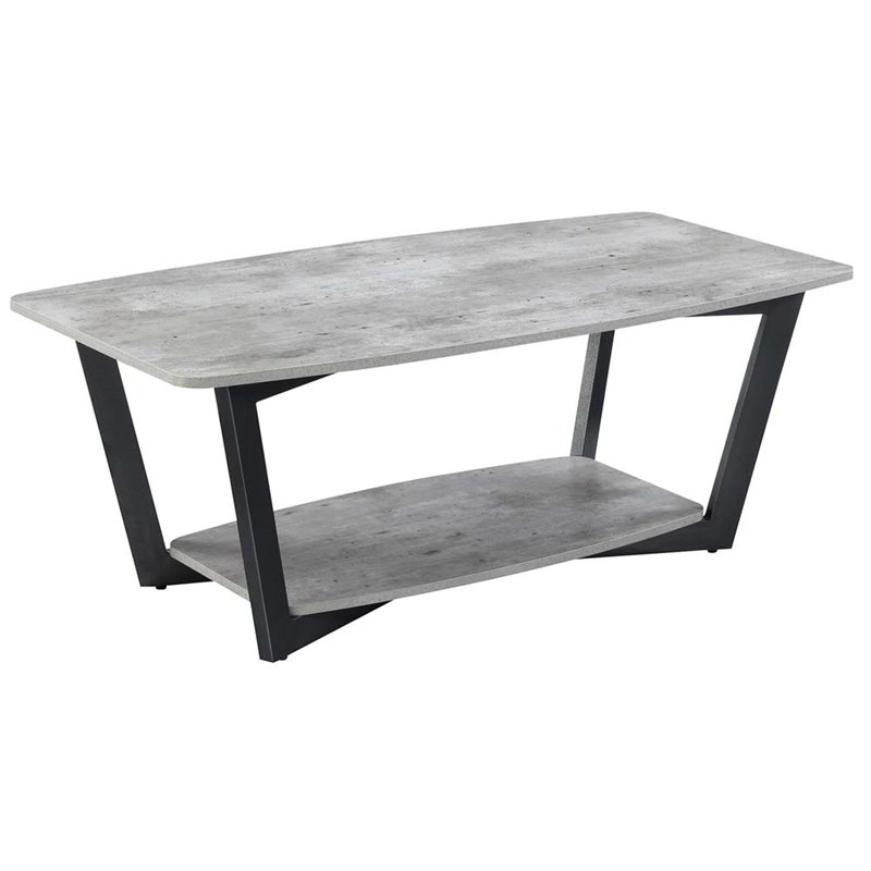 Convenience Concepts Graystone Coffee Table in Gray Faux Birch Wood Finish