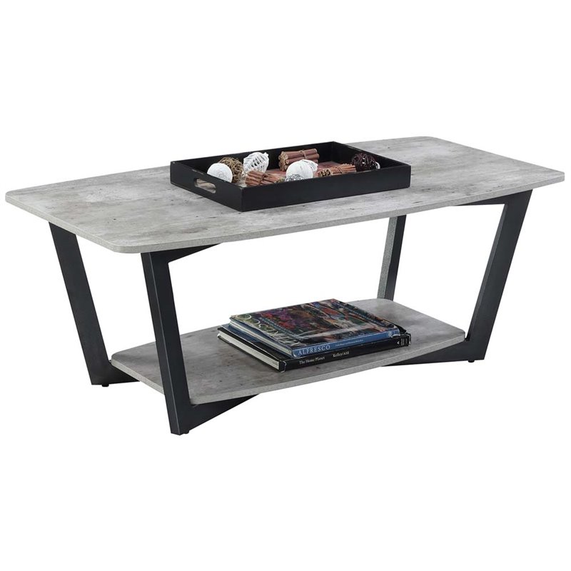 Convenience Concepts Graystone Coffee Table in Gray Faux Birch Wood Finish