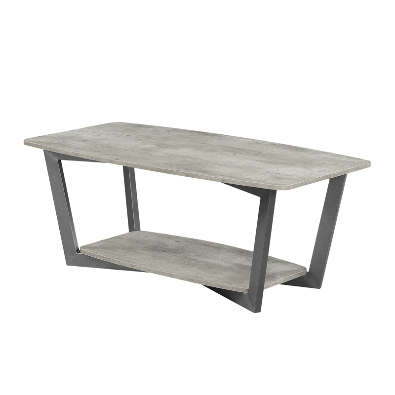 Convenience Concepts Graystone Coffee Table in Gray Faux Birch Wood Finish