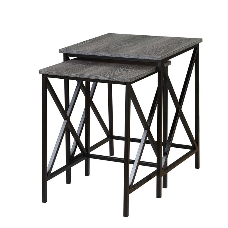 Convenience Concepts Tucson 2 Piece Nesting End Table Set in Gray