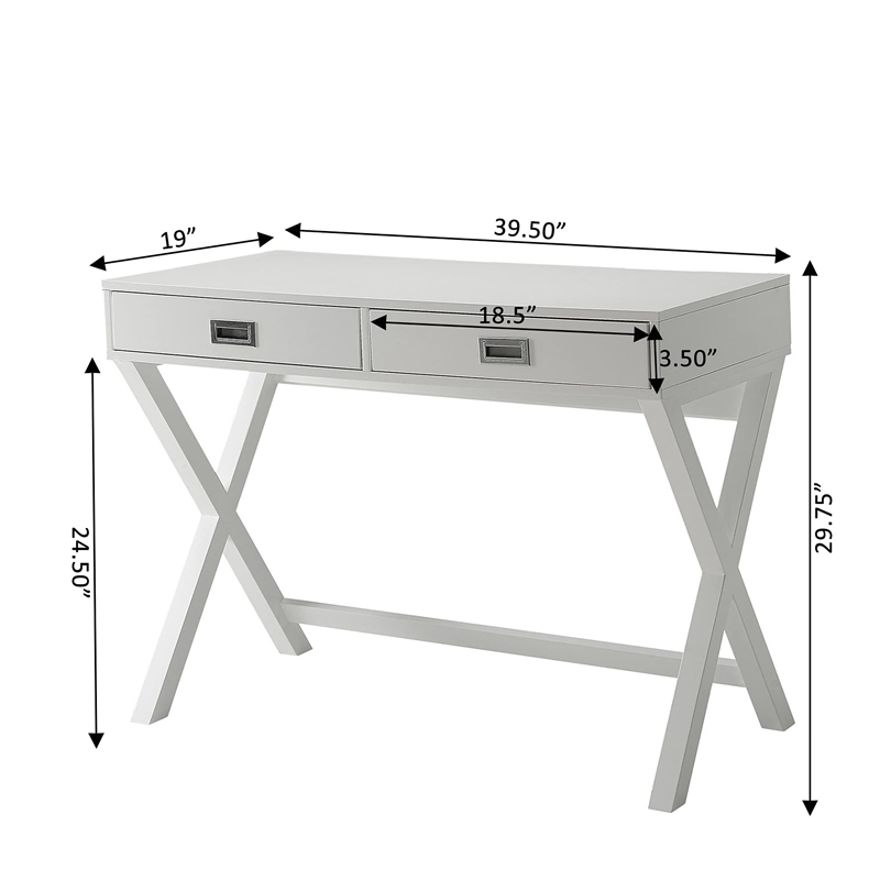 Convenience Concepts Designs2Go Landon Writing Desk in White Wood Finish