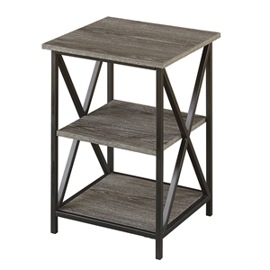 Convenience Concepts Tucson Three-Tier End Table in Weathered Gray Wood Finish