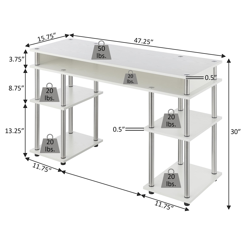 Convenience Concepts Designs2Go No-Tools Student Desk in Blue Wood Finish