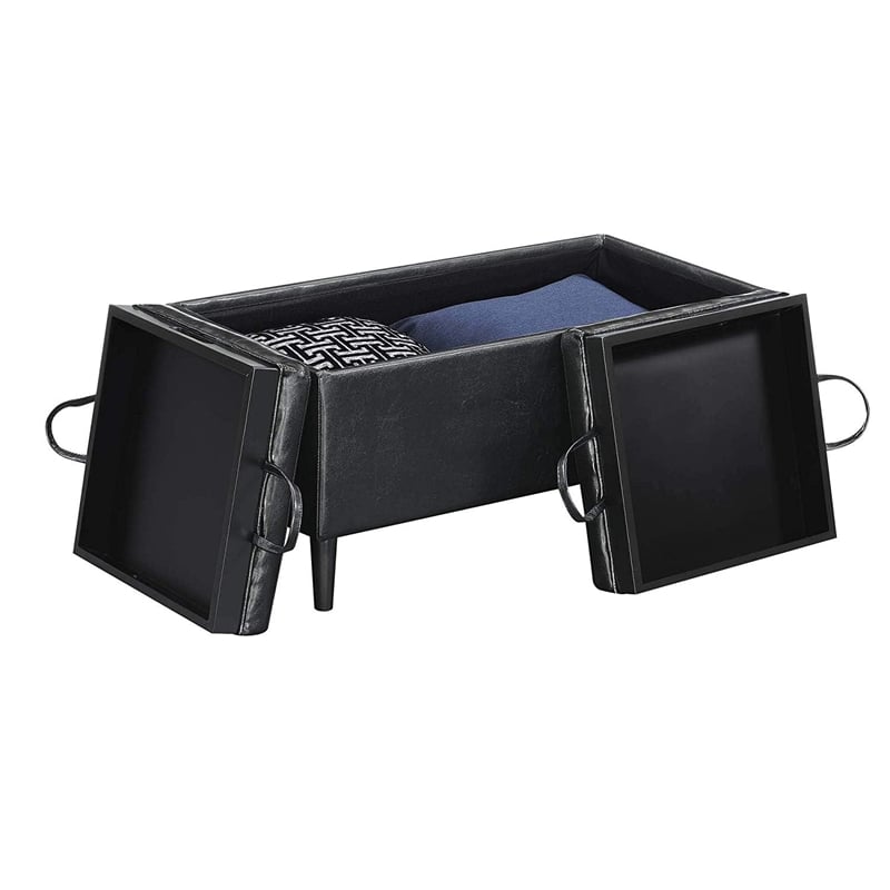 Convenience Concepts Designs4Comfort Storage Ottoman with Trays in Blue Fabric